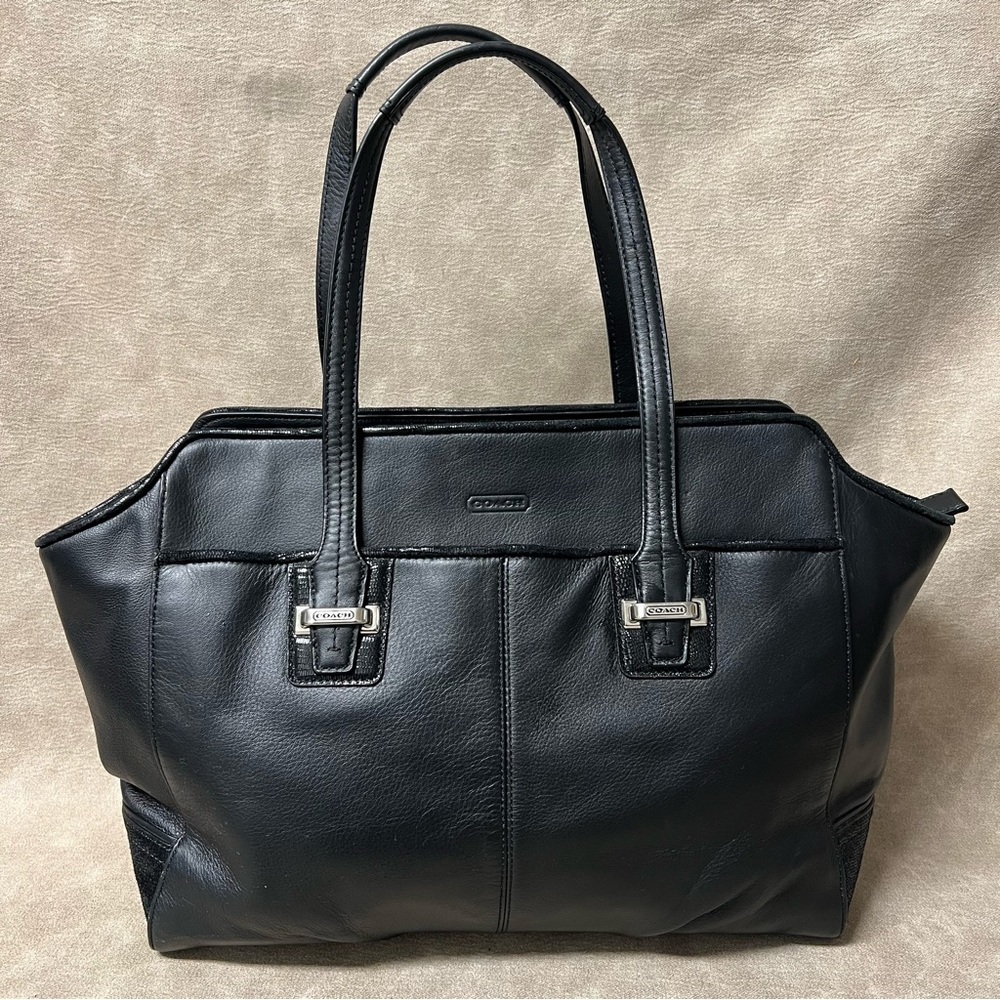 COACH Taylor Leather Alexis Carryall Shoulder Bag Purse in Black F25205